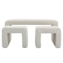 3 Piece Opher Corduroy Ottoman Bench & Footstool Set